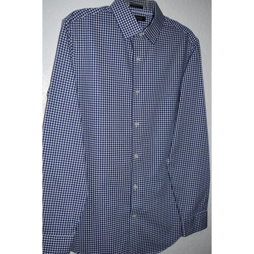 Banana Republic Shirt Mens Small Slim Fit NON-IRON 100% Cotton Button Down Check